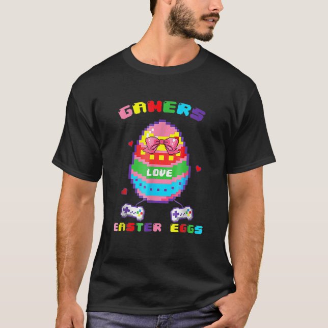 T-shirt Jeu Vidéo Drôle Joyeux Bunny de Pâques contrôle de (Devant)