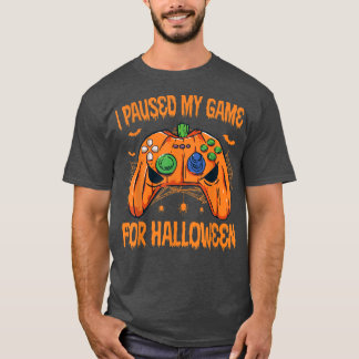 T-shirt Jeu Vidéo Lover I Pause My Game Citrouille Hallowe