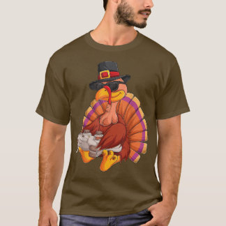T-shirt Jeu Vidéo Thanksgiving Turquie Gamer Boys Kids Tee