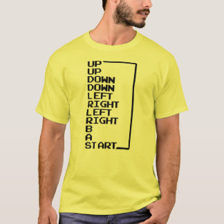 T-shirt Jeu vidéo vintage : Code Konami en lettres 8 bits
