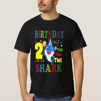 T-shirt Jeune Cute Shark Birthday Boy 2 Year Old Doo