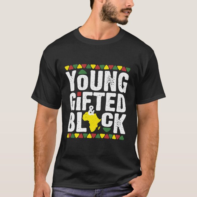 T-shirt Jeune Dashiki noir doué Histoire de la fierté afri (Devant)