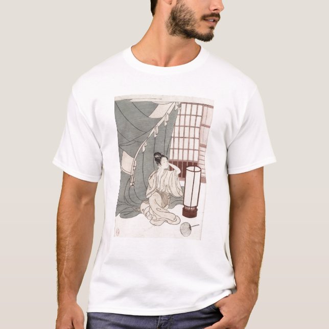 T-shirt Jeune femme se mettant à genoux par sa (Devant)