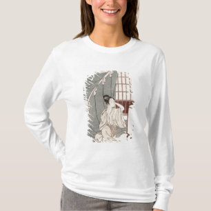 T-shirt Jeune femme se mettant à genoux par sa