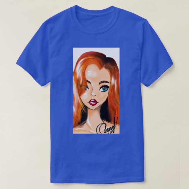 T-shirt Jeune fille aux cheveux roux aux yeux bleus ART So (Design devant)