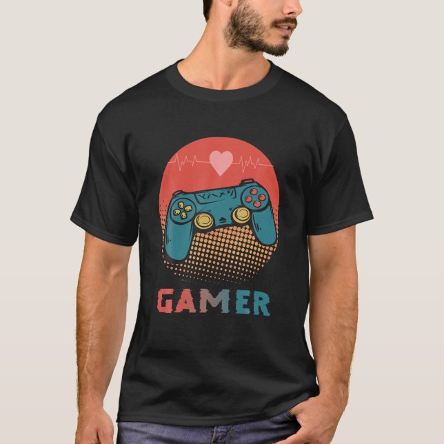 T-shirt Jeux Vidéo De Coeur De Gamer Pour Joueurs De Jeux  (Devant)