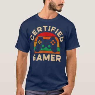T-shirt Jeux Vidéo Drôle Jeu Cadeaux Certifié Gamer Ret