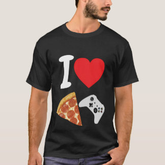 T-shirt Jeux Vidéo Gamer Love Pizza Cheese Slice Controll