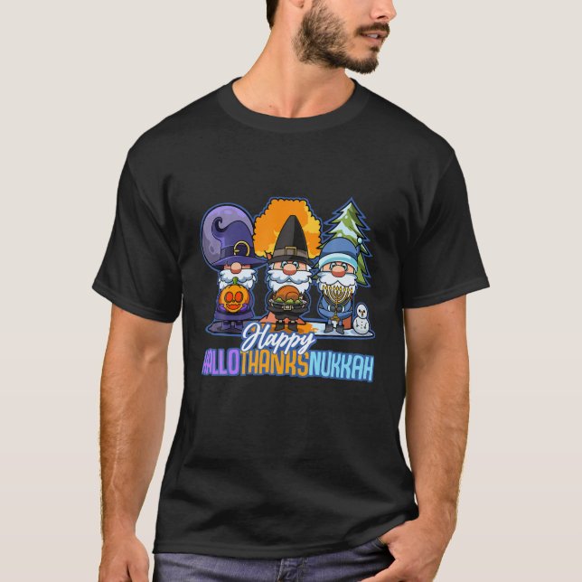 T-shirt Jew Gnomes Halloween Thanksgiving Hanoukka Halloth (Devant)