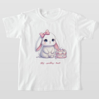 T-shirt Jewel Cake Bunny - Pink Ribbon & Gemstone Sweet