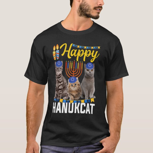 T-shirt Jewish Hanukkah Ca Happy Hanukcat (Devant)