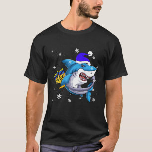 T-shirt Jewish Shark Menorah Funny Hanukkah Chanukah