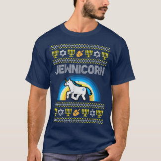 T-shirt Jewnicorn Ugly Hanoukka drôle juive Unicorn Chanu