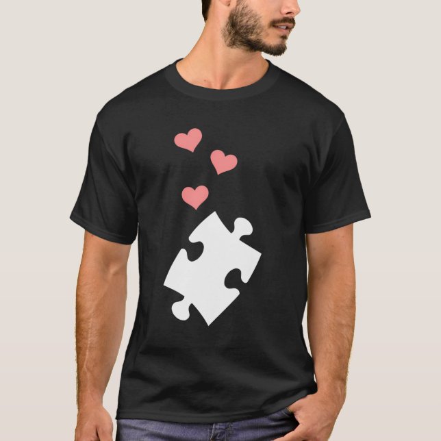 T-shirt Jigsaw Puzzle Coeurs de pièce (Devant)
