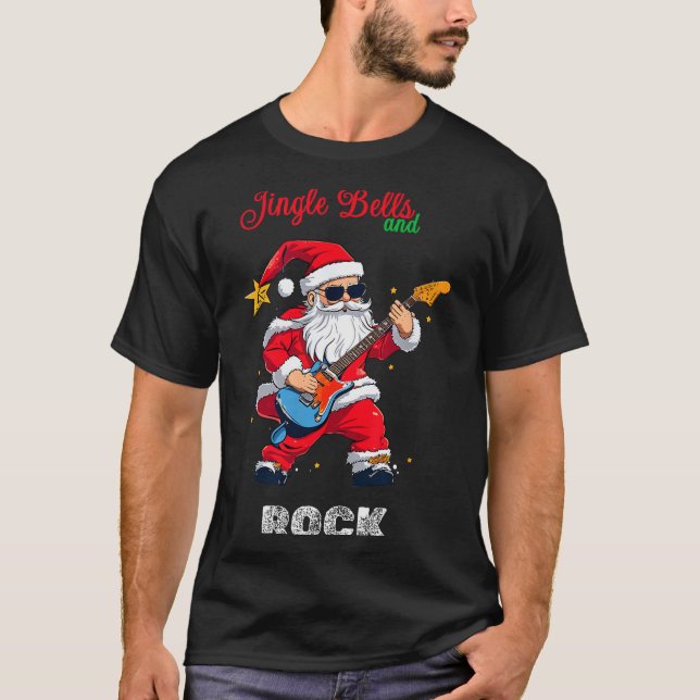 T-shirt Jingle Bell And Rock Christmas Santa Rolling Playi (Devant)