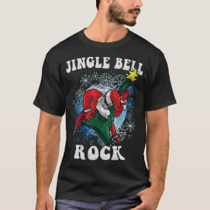 T-shirt Jingle Bell Rock Père Noël Jouer Guitare Noël Fu