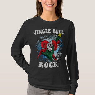 T-shirt Jingle Bell Rock Père Noël Jouer Guitare Noël Fu