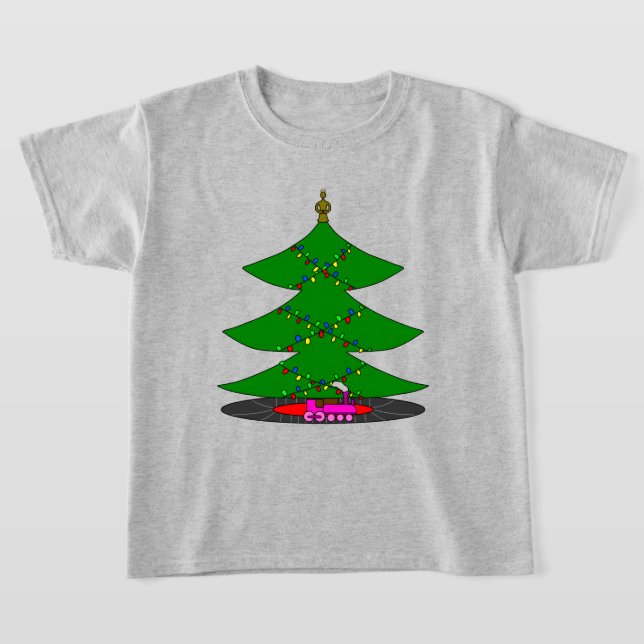 T-shirt Jingle Claws Whimsical Christmas Tree & Train  (Poser)