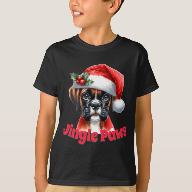 T-shirt Jingle Paws And Boxer Dog Joy  (Devant)