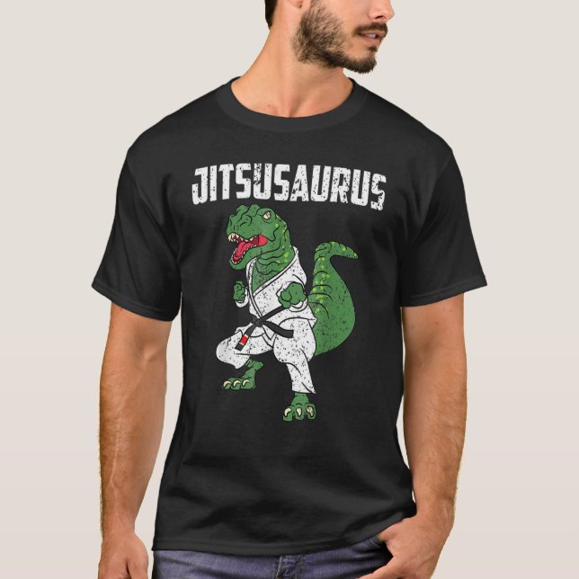 T-shirt Jiu Jitsu T- Rex Ceinture Noire Drôle Pour Les Enf (Devant)