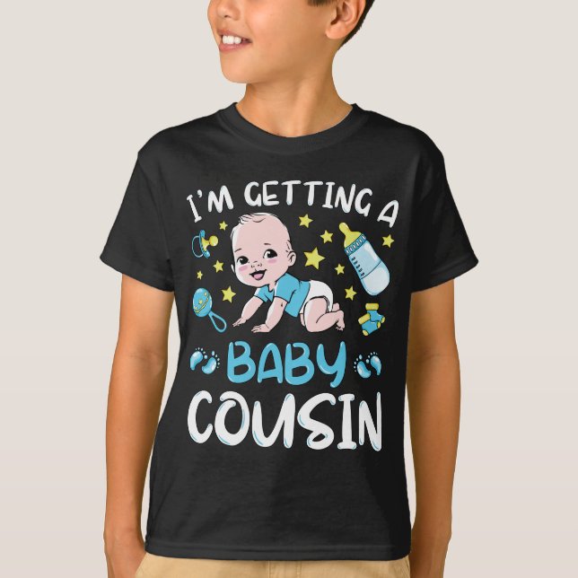 T-shirt J'obtiens un bébé Cousin Garçon Genre Reveal Garço (Devant)