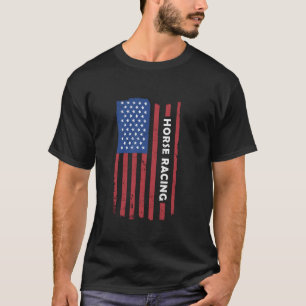 T-shirt Jockey Drapeau États-Unis Course Hippique