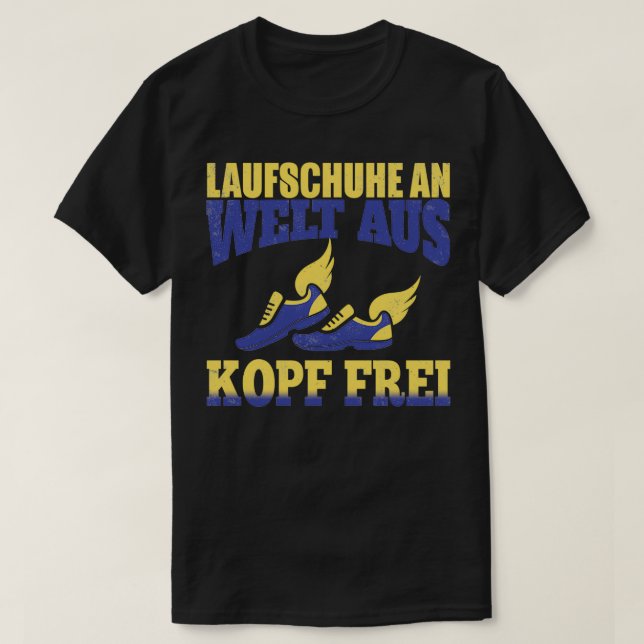 T-shirt Jogging chaussures de course au monde de la tête l (Design devant)