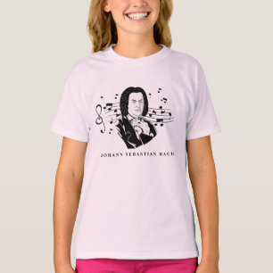 T-shirt Johann Sebastian Bach Portrait et buste avec notes