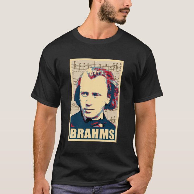 T-shirt Johannes Brahms Notes musicales (Devant)