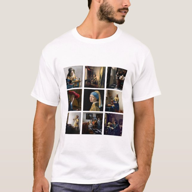 T-shirt Johannes Vermeer - Grille des chefs-d'oeuvre (Devant)