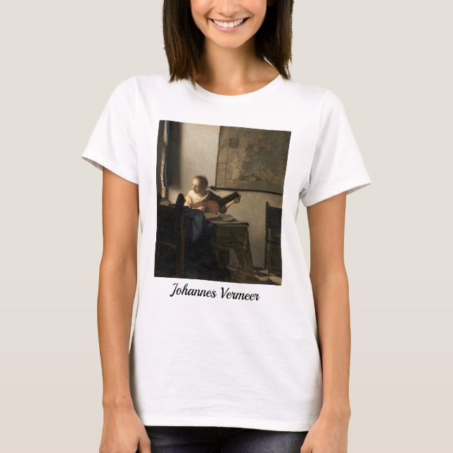 T-shirt Johannes Vermeer - Jeune femme avec un trait (Devant)