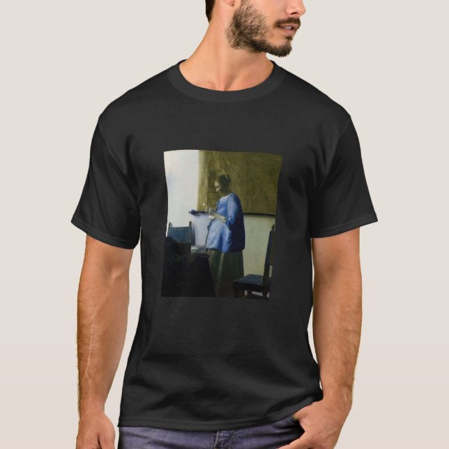 T-shirt Johannes Vermeer - Une femme en bleu lisant une le (Devant)