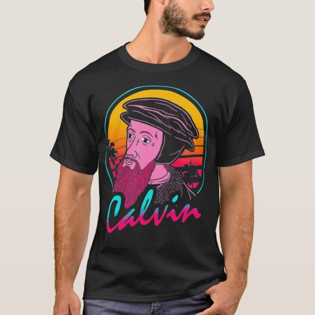 T-shirt John Calvin années 80 Retro Vintage Tee (Devant)