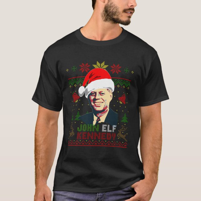 T-shirt John Elf Kennedy Noël drôle (Devant)