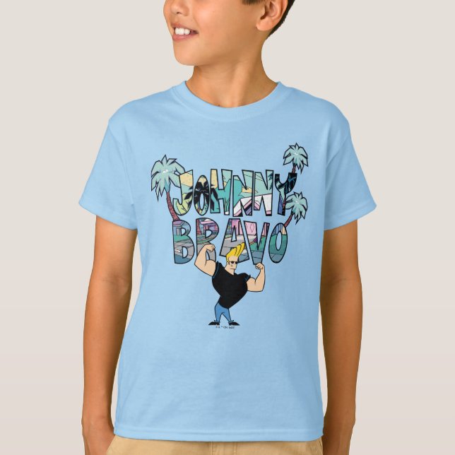 T-shirt Johnny Bravo Palm Tree Nom (Devant)