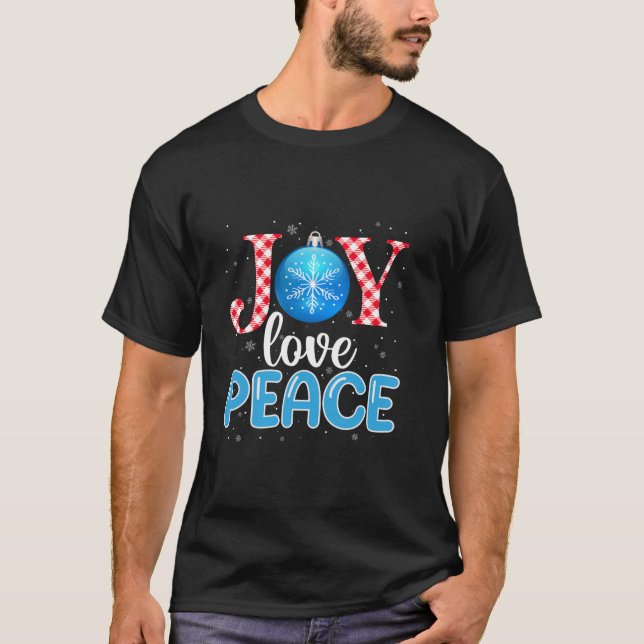 T-shirt Joie Amour Paix Noël Snowflakes Balls Xmas Buf (Devant)