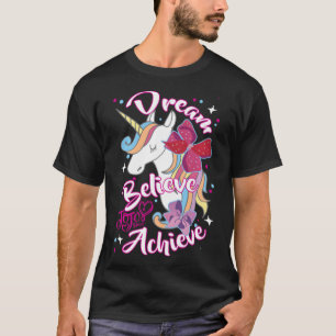 T-shirt JoJo Siwa Dream Croire Atteindre Unicorn Long Slee