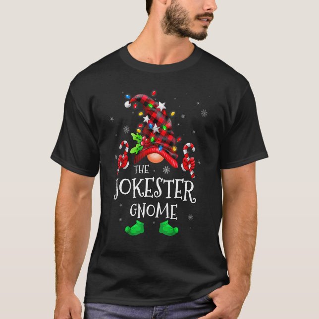 T-shirt Jokester Gnome Buffalo Plaid Matching Family Chris (Devant)