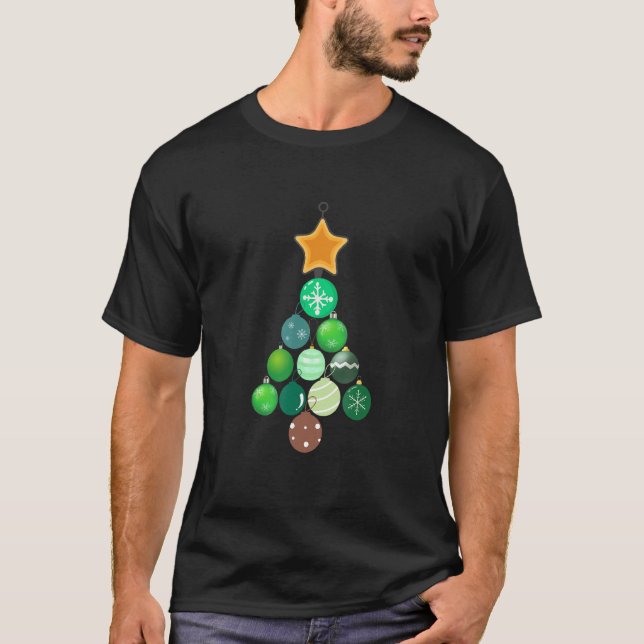 T-shirt Joli Arbre De Noël Fabriqué Avec Des Ornements Noë (Devant)