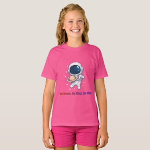 T-shirt Joli astronaute explorateur de la planète Saturne 
