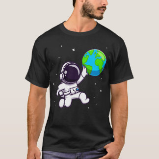 T-shirt Joli astronaute jouant au dessin à bille de la Ter
