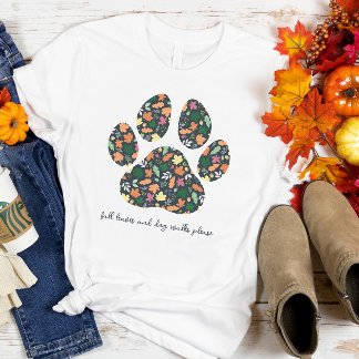 T-shirt joli avec empreinte de patte d'automne pou