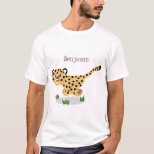 T-shirt Joli bébé guépard en cours de dessin animé illustr
