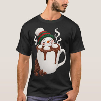 T-shirt Joli bonhomme de neige au chocolat chaud de Noël