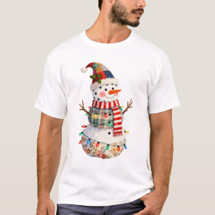 T-shirt Joli bonhomme de neige en patchwork Lumières de No