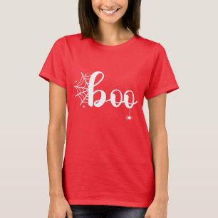T-shirt Joli "Boo" Halloween Script avec araignée et Web