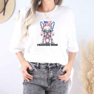 T-shirt Joli Bouledogue Français Drapeau Américain avec de