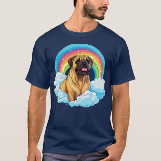 T-shirt Joli Bullmastiff Rainbow Cloud Kawaii Chien Joyeux