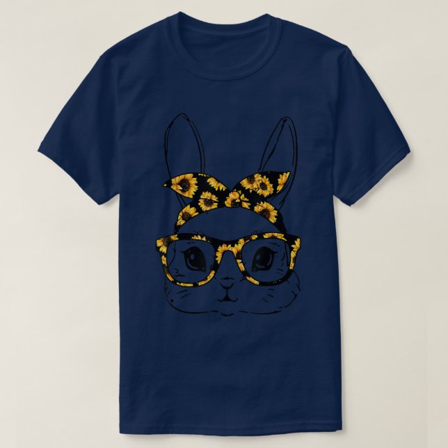 T-shirt Joli Bunny Face Tie Dye Tournesol Lunettes Headban (Design devant)