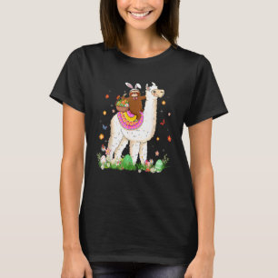 T-shirt Joli Bunny Sloth Riding Llama Oeufs Panier Happy E